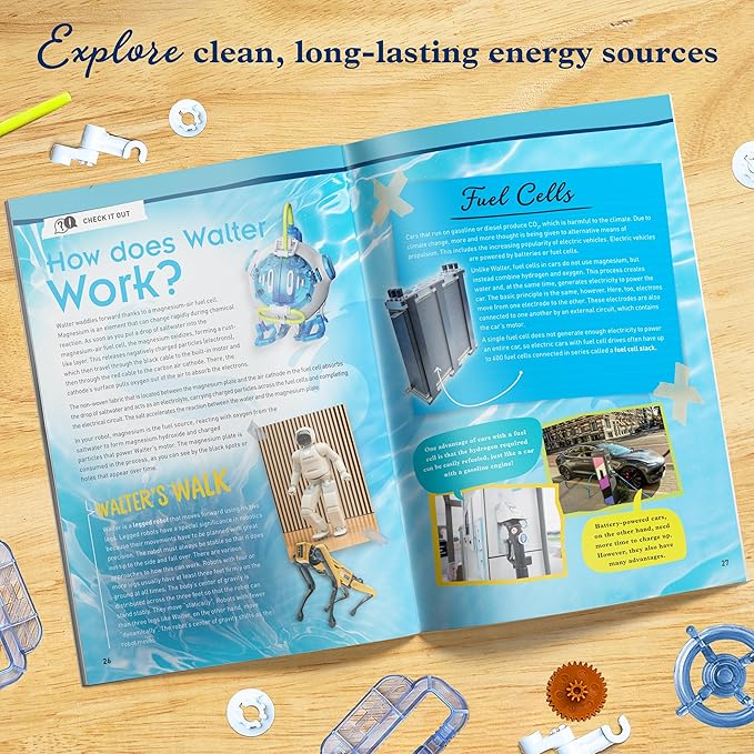 Thames & Kosmos Saltwater Fuel Cell Robot STEM Experiment Kit | Build a Walking Robot, No Batteries Required, Walks Up to 1 Hour on 1 Drop of Salt Water, Explore Non-Toxic, Renewable Energy, Ages 8+
