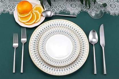 DEACORY Silverware Set 10 Pieces Hexagon Matte Finished Flatware Set Cutlery Set Stainless Steel for 2