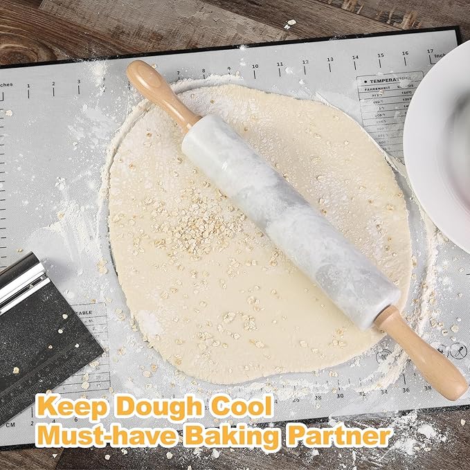 Koville African Natural Marble Rolling Pin, Non-Stick Polished Dough Roller