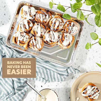 PLASTICPRO Aluminum Pans 5 Pack Disposable Cookie Sheets 9'' x 13'' Baking Pans