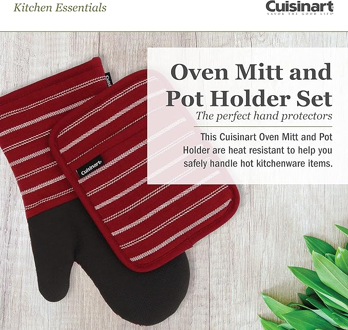 Cuisinart Neoprene Oven Mitts and Potholder Set-Heat Resistant Oven Gloves to