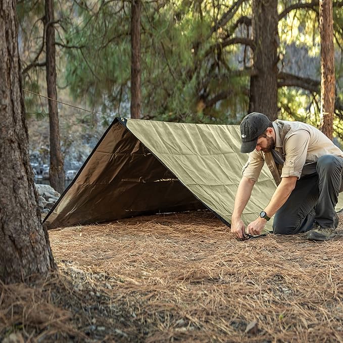 Arcturus XL Survival Tarp - Insulated Reflective Thermal Camping Tarp - 8.5' x 12' (Desert Tan)