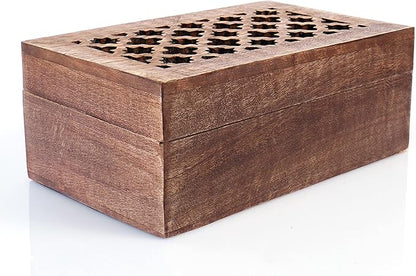 Mela Artisans Wooden Keepsake Box | Medium Polish Mango Wood Memory & Photo Storage Box with Hinged Lid | Decorative Storage Box | Medium | 7.5x4.5x3 Inch