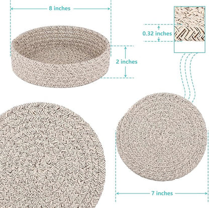 Trivets for Hot Dishes, Pots and Pans, Hot Pads with Storage Basket, Pot Holders for Kitchen, Heat Resistant Mat Protect Counter Home Essentials, Farmhouse Decor (Brown 4 PCS)
