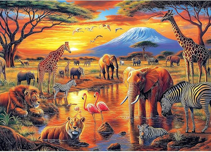 1000 Piece African Safari Jigsaw Puzzle - Wildlife Photography Art, Challenging Animal Puzzle for Adults 27.5x19.7 Inch