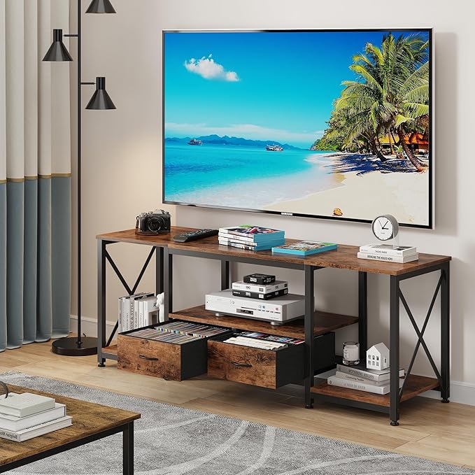GYIIYUO TV Stand with Fabric Drawer
