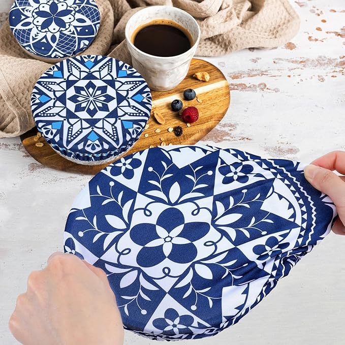 5 Pieces Bowl Covers Reusable, 5 Size Elastic Cloth Bowl Covers