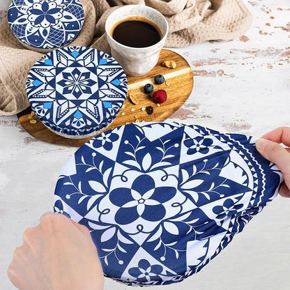 5 Pieces Bowl Covers Reusable, 5 Size Elastic Cloth Bowl Covers