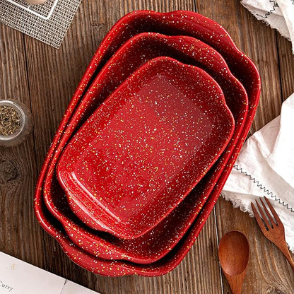 3-Pack Ceramic Lasagna Pan, Heavy-Duty Rectangular Baking Dishes, High Heat