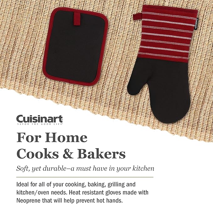 Cuisinart Neoprene Oven Mitts and Potholder Set-Heat Resistant Oven Gloves to