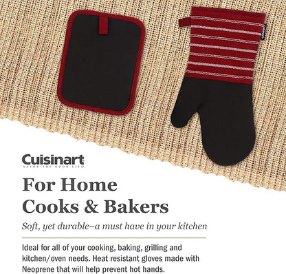 Cuisinart Neoprene Oven Mitts and Potholder Set-Heat Resistant Oven Gloves to