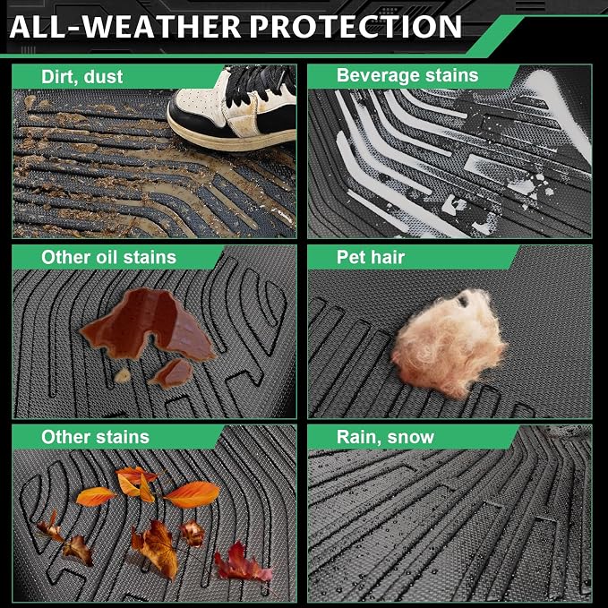 Floor Mats for Chevy Malibu 2013 2014 2015, Also for 2016 Chevrolet Malibu Limited, Custom Fit 1st & 2nd Row Mats & Cargo Liner, Waterproof Anti-Slip, TPE Floor Mats for 8th gen Malibu LS LT LTZ Eco