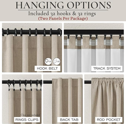GreyBeige Modern Neutral 92 Inch Blackout Sliding Glass Door Curtains Light and