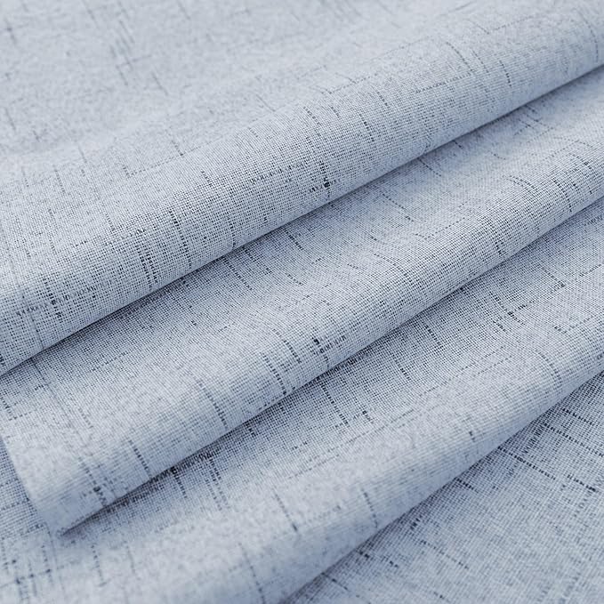 KOUFALL Light Blue Back Tab Linen Blackout Curtains 52x90 Inches Long