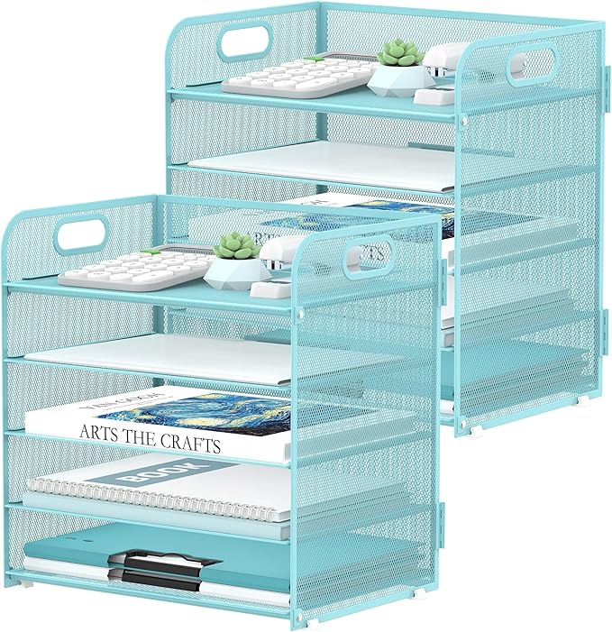 2 Pack 5-Tier Blue Desk Organizer