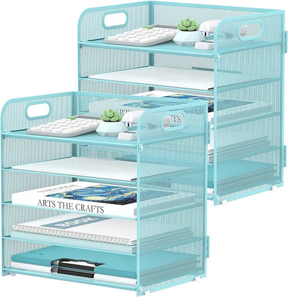 2 Pack 5-Tier Blue Desk Organizer