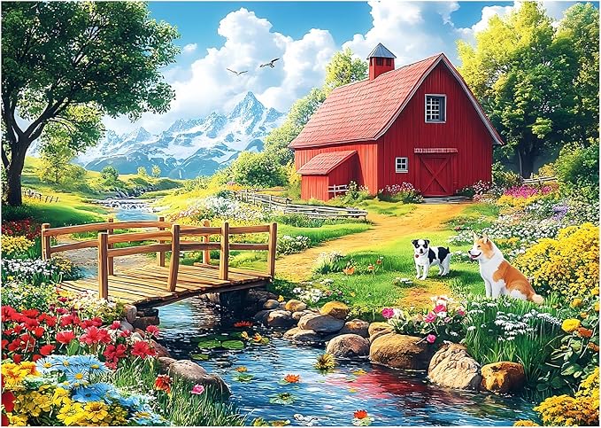 Jeaiciro 100 Piece Puzzles for Kids Ages 4-6 & 8-10, Farm Countryside Jigsaw Puzzle for Kids and Adults Educational Toys Fun Large Pieces Puzzles for Seniors Family Activity Gifts for Kid