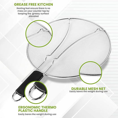 13" Grease Splatter Screen for Cooking | Stainless Steel Oil Splatter Guard and