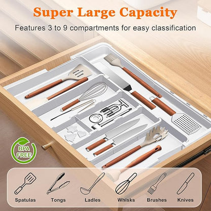 Spaclear Large Utensil Drawer Organizer Expandable Silverware Organizer