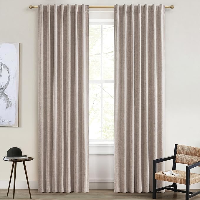 100 Inch Extra Wide Curtains Linen Farmhouse Insulated Thermal Draps