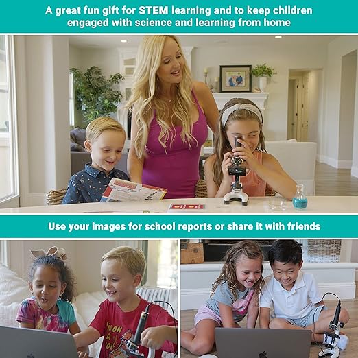AmScope - M40-K-MDM35 IQCREW by 120X – 1200X Kid’s 85+ Piece Premium Microscope STEM Kit with Color Camera, Interactive Kid’s Friendly Software, Prepared and Blank Slides and More