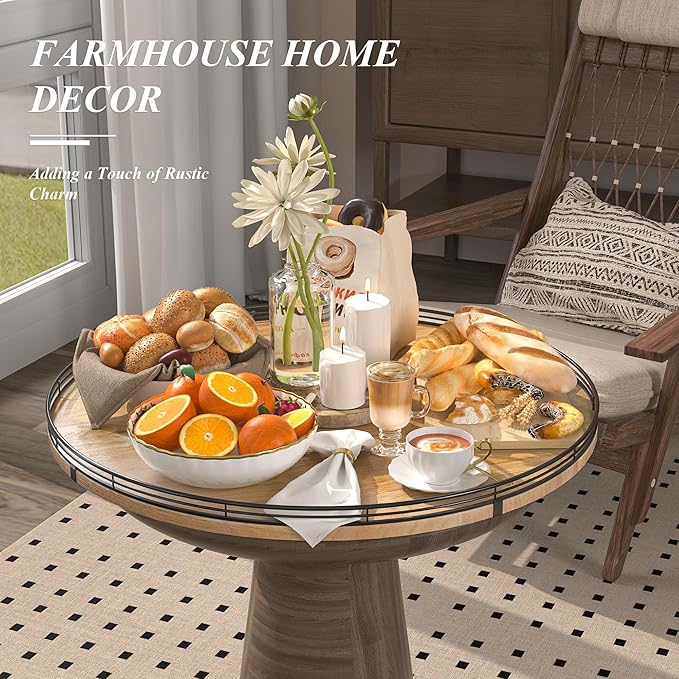 24" Lazy Susan Oak Wood Turntable Organizer