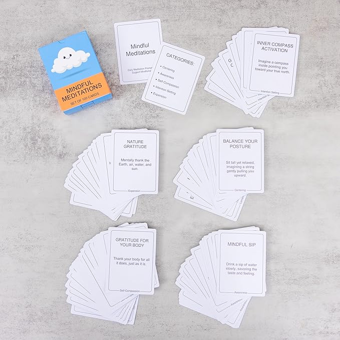 100 Mindful Meditations Cards – Mindfulness & Meditation Self‑Care Prompts | Desk & Travel Deck for Stress Relief, Focus, Motivation & Well‑Being
