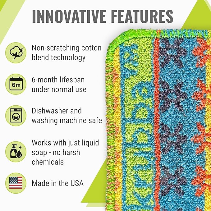 Wet-it! Skrubba 6-Pack Reusable Dish Scrubbers – Non-Scratch Scouring Pads