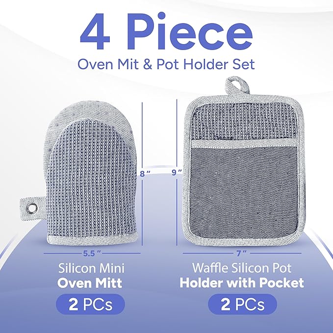 Casa Platino Silicone Oven Mitts & Potholders, 4-Piece – Pot Holders