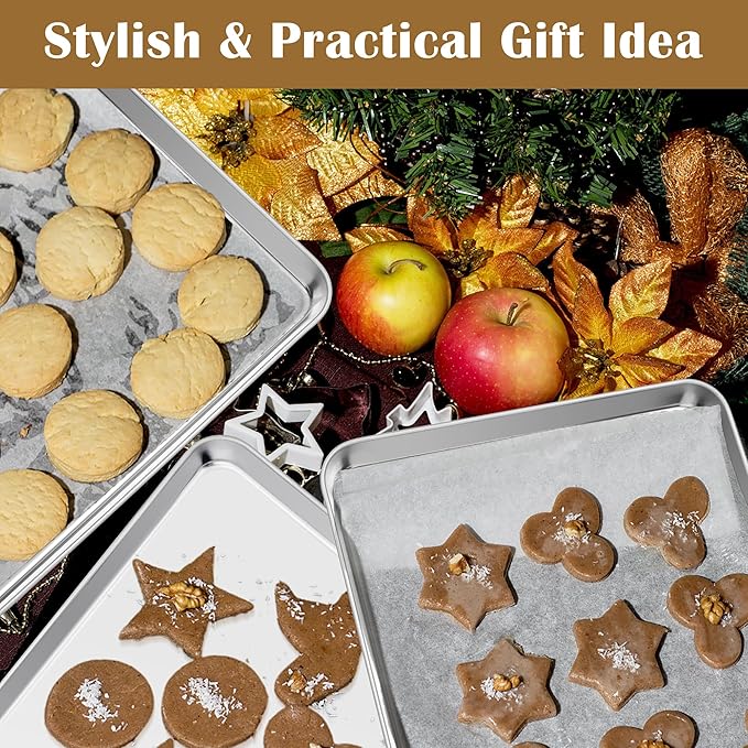 E-far Baking Sheet with Wire Rack, Stainless Steel Cookie Sheets Pan & Cooling