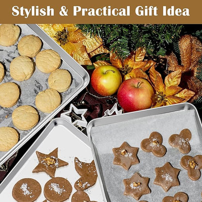 E-far Baking Sheet with Wire Rack, Stainless Steel Cookie Sheets Pan & Cooling