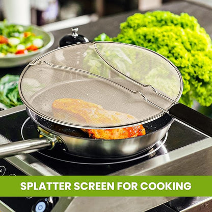 13" Grease Splatter Screen for Cooking | Stainless Steel Oil Splatter Guard and