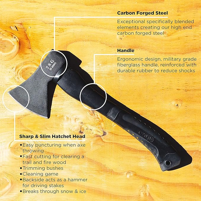 Camping Axe - Camping Hatchet with Sheath -Survival Throwing Axe - Survival Hatchets for Camping and Chopping Wood - Tactical and Survival Hatchet - Bushcraft Axe for Camping