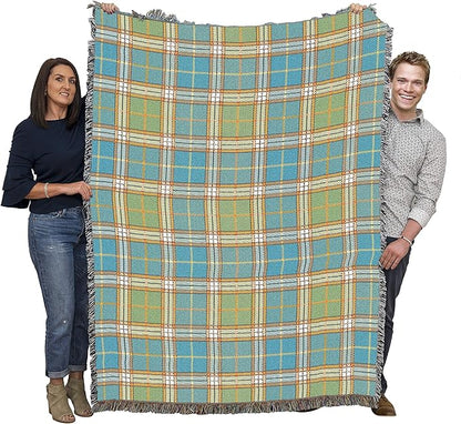 Pure Country Weavers Plaid Blanket Freshwater - Patterns Gift Tapestry Throw Woven from Cotton - Made in The USA (72x54)