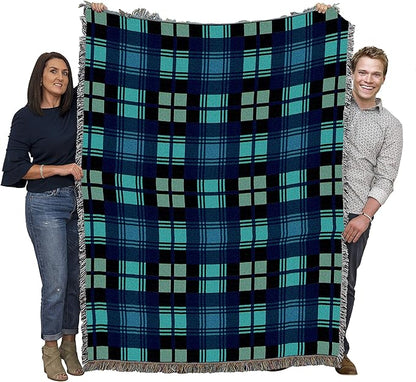Pure Country Weavers Plaid Blanket Black Watch Tartan - Patterns Gift Tapestry Throw Woven from Cotton - Made in The USA (72x54)