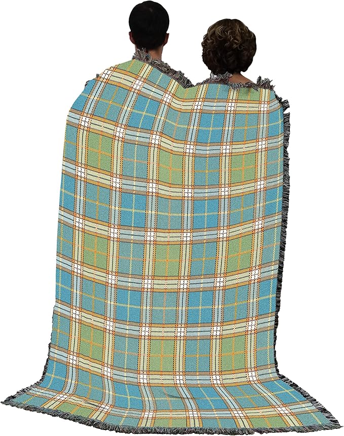 Pure Country Weavers Plaid Blanket Freshwater - Patterns Gift Tapestry Throw Woven from Cotton - Made in The USA (72x54)