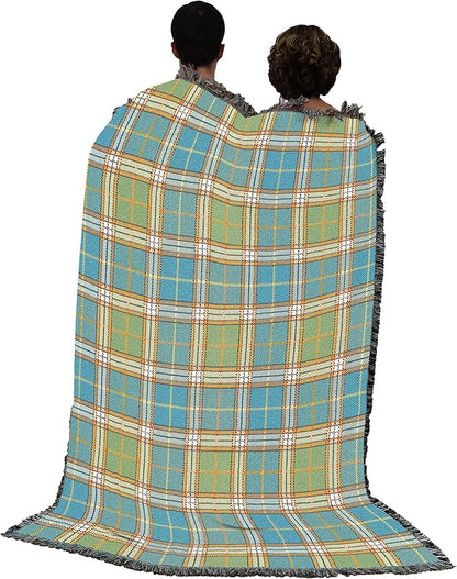 Pure Country Weavers Plaid Blanket Freshwater - Patterns Gift Tapestry Throw Woven from Cotton - Made in The USA (72x54)