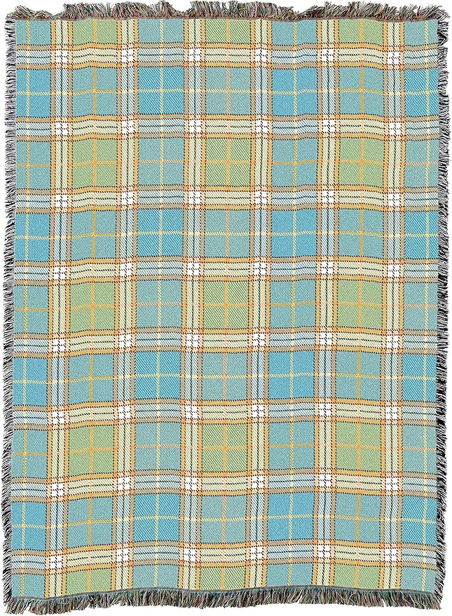 Pure Country Weavers Plaid Blanket Freshwater - Patterns Gift Tapestry Throw Woven from Cotton - Made in The USA (72x54)
