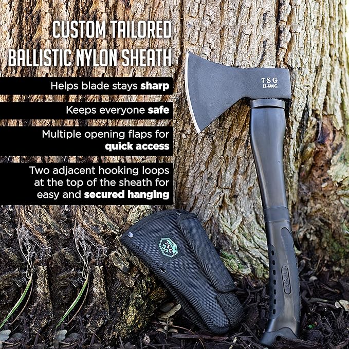 Camping Axe - Camping Hatchet with Sheath -Survival Throwing Axe - Survival Hatchets for Camping and Chopping Wood - Tactical and Survival Hatchet - Bushcraft Axe for Camping