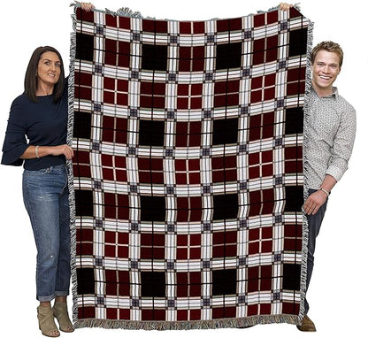 Pure Country Weavers Plaid Blanket Brickcraft - Patterns Gift Tapestry Throw Woven from Cotton - Made in The USA (72x54)