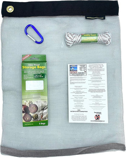 The Ultralight Camping Bundle- Rodent Proof Dry Bag for Backpacking - Bear Bag Food Storage for Camping with Coghlans Odor Proof & Waterproof Bag, Survival Utility Rope and Carabiner (Large)