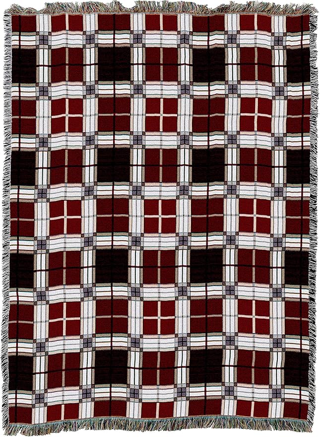 Pure Country Weavers Plaid Blanket Brickcraft - Patterns Gift Tapestry Throw Woven from Cotton - Made in The USA (72x54)