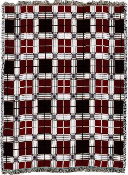 Pure Country Weavers Plaid Blanket Brickcraft - Patterns Gift Tapestry Throw Woven from Cotton - Made in The USA (72x54)