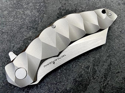 Titanium Pocket Folding Knife, Solid Tc4 Titanium Handle, CPM-D2 Steel DAO Blade, Includes Sheath (Zeus)